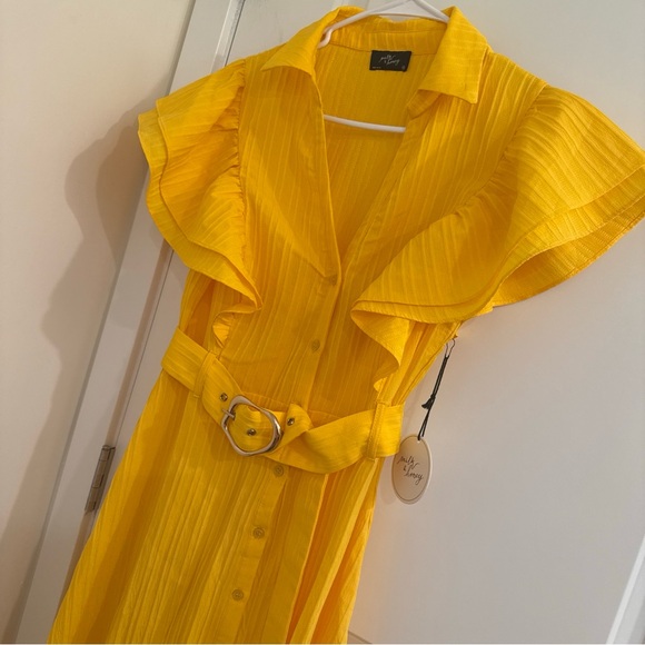Elegant Yellow Ruffled Dress - Picture 4 of 4